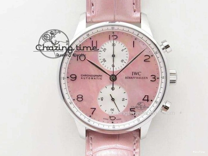 MIROTIME 0331 Sustainable Portuguese IW5444 SS White Dial RG Numbers On Brown Leather Strap A 7256